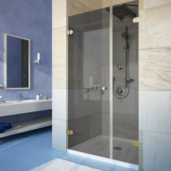 LUX DOOR GK-002B золотой гальванический стекло графитовое левое открывание двери