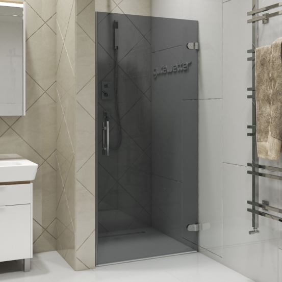 LUX DOOR GK-001-CH02 хром блестящий стекло графитовое правое открывание двери