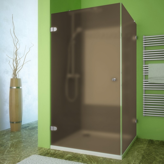 LUX SQUARE GK-001 хром матовый стекло бронзовое матовое левое открывание двери